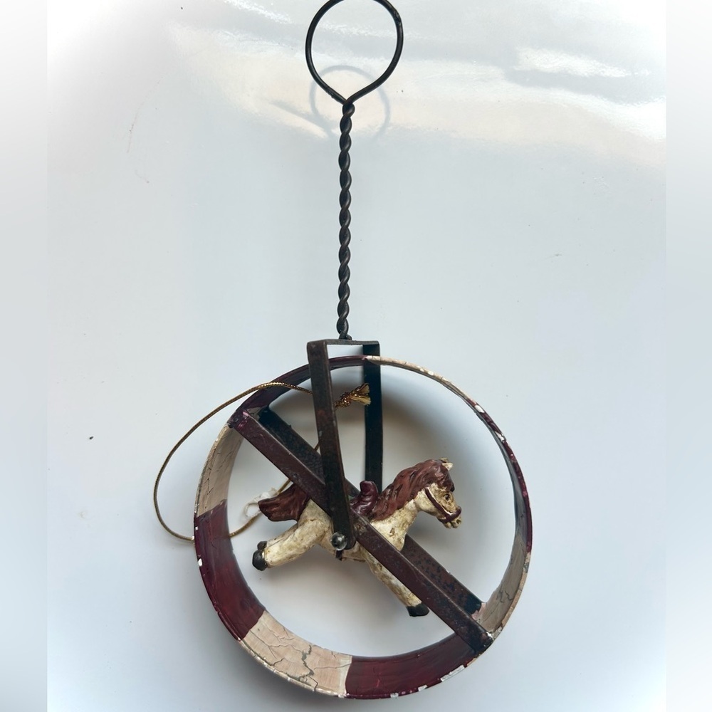 Vintage Metal Horse Wheel Push Pull Toy Antique Collectible Estate Finds Unusual
